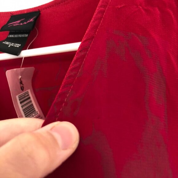 NEW NWT OLD TAG TORRID 1 Plus Size Surplice Chiffon Blouse Raspberry Pink Red 1X - Picture 8 of 15